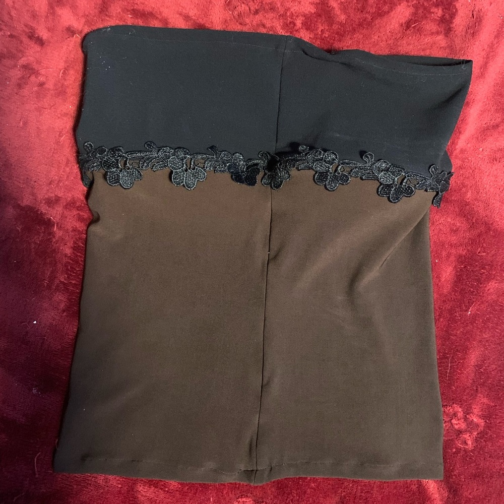 Brown and black strapless top - Picture 3 of 4